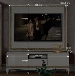 Design TV Wand in Weiß & Gold - Valganios (vierteilig)