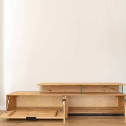 Design TV-Lowboard aus Eiche mit Glas - Masicuri