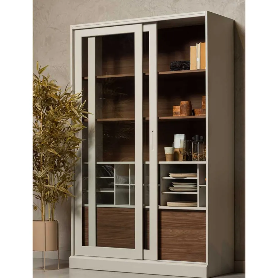 Design Vitrinenschrank mit Glas-Schiebetüren - Cretasa