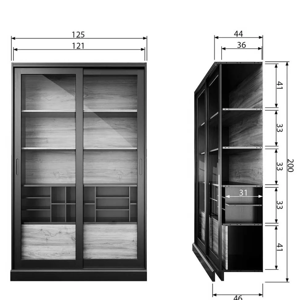 Design Vitrinenschrank mit Glas-Schiebetüren - Cretasa