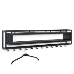 Design Wandgarderobe mit Ablagefach in Schwarz - Acke I