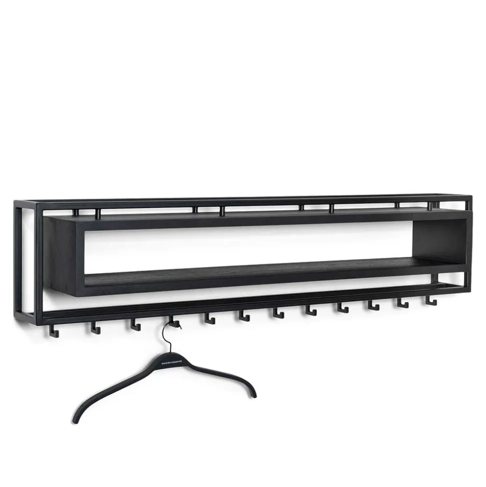 Design Wandgarderobe mit Ablagefach in Schwarz - Acke I