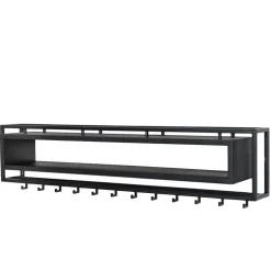 Design Wandgarderobe mit Ablagefach in Schwarz - Acke I