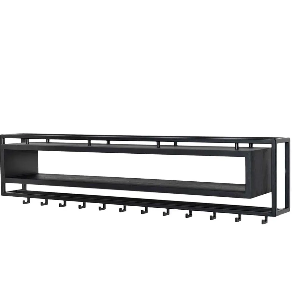 Design Wandgarderobe mit Ablagefach in Schwarz - Acke I