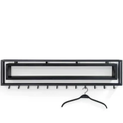 Design Wandgarderobe mit Ablagefach in Schwarz - Acke I