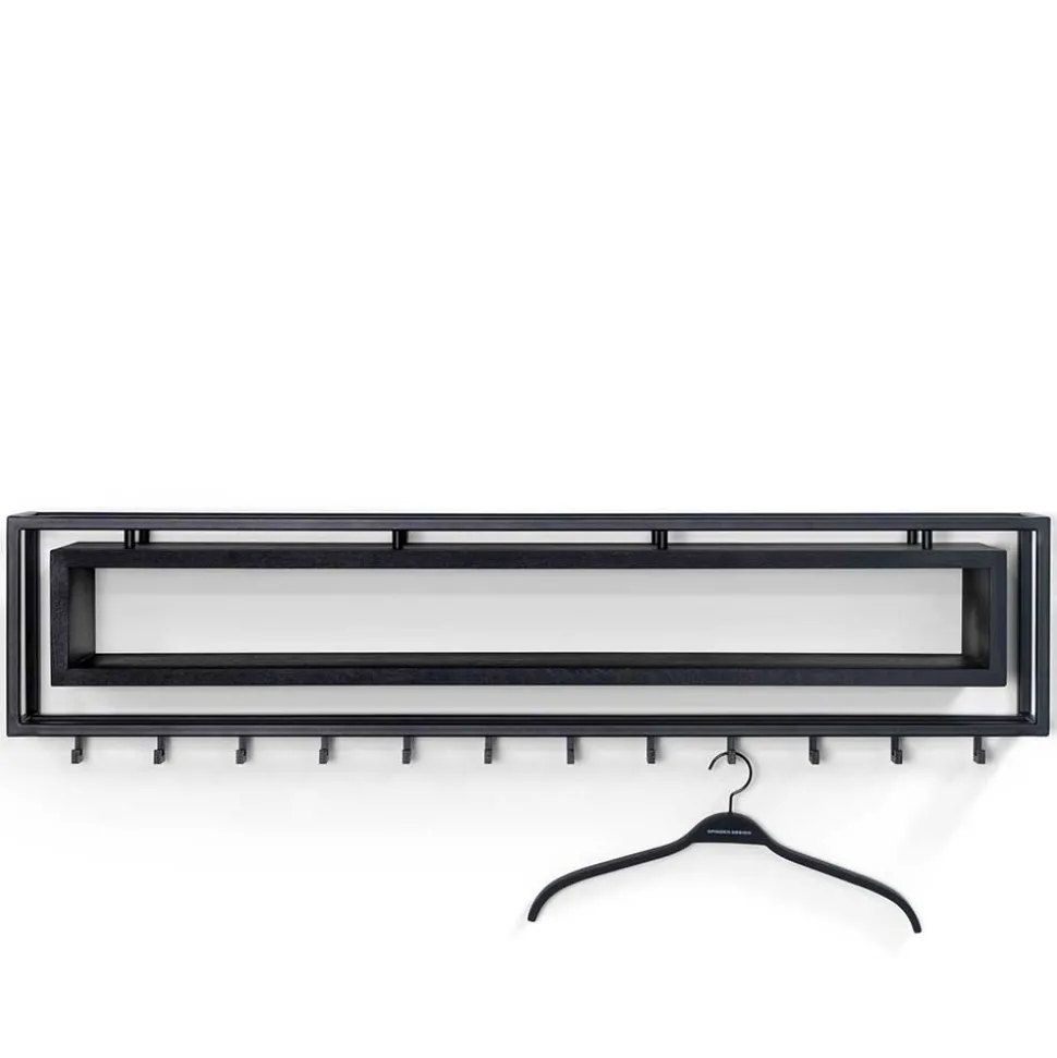 Design Wandgarderobe mit Ablagefach in Schwarz - Acke I