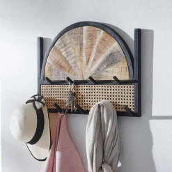 Design Wandgarderobe mit Wiener Geflecht & Holz - Leiria