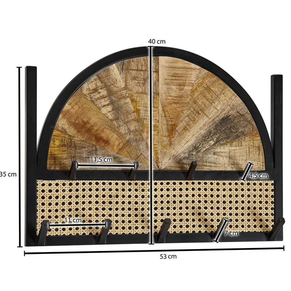 Design Wandgarderobe mit Wiener Geflecht & Holz - Leiria