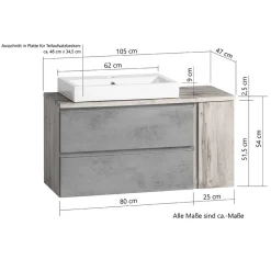 Design Waschtisch mit Aufsatzbecken - Mia