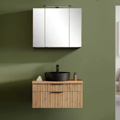 Design Waschtisch Set mit schwarzem Becken - Crystoga (zweiteilig)