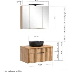 Design Waschtisch Set mit schwarzem Becken - Crystoga (zweiteilig)