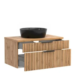 Design Waschtisch Set mit schwarzem Becken - Crystoga (zweiteilig)