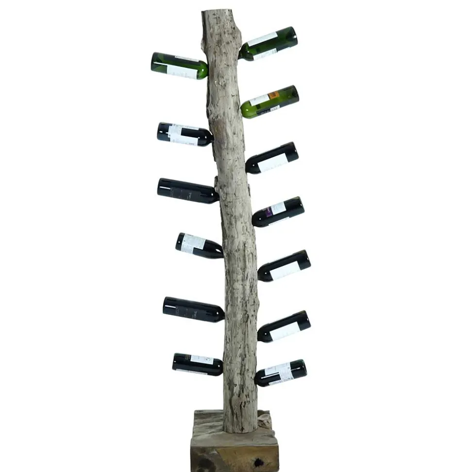 Design Weinregal aus Holzstamm Teak massiv - Teako