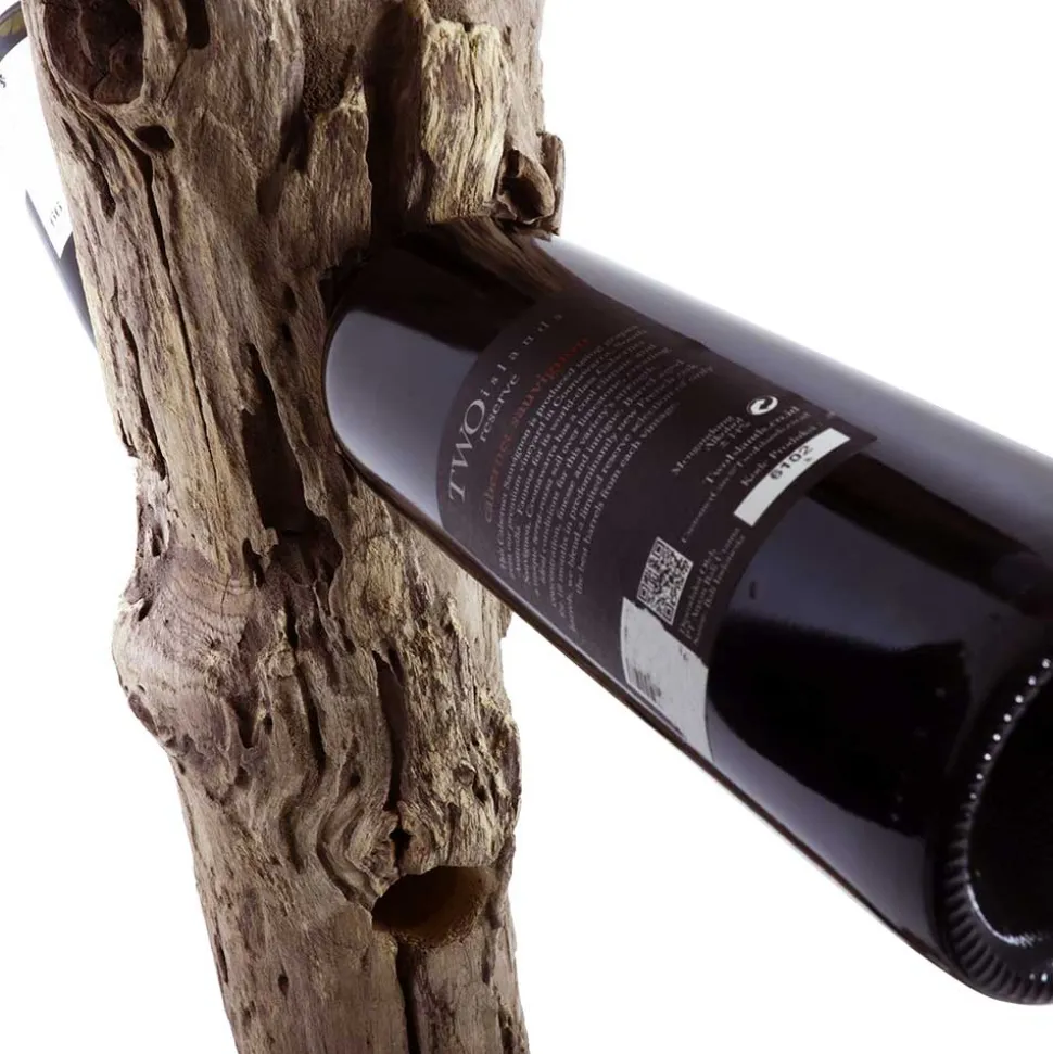 Design Weinregal aus Holzstamm Teak massiv - Teako