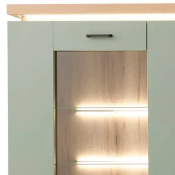 Design Wohnwand in Graugrün und Eiche - Kwin (dreiteilig)