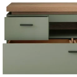 Design Wohnwand in Graugrün und Eiche - Kwin (dreiteilig)