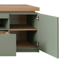 Design Wohnwand in Graugrün und Eiche - Kwin (dreiteilig)