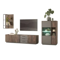 Design Wohnwand Kombi modern - Mundo (dreiteilig)