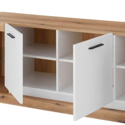 Design Wohnwand Set in Mattweiß - Adejano (dreiteilig)