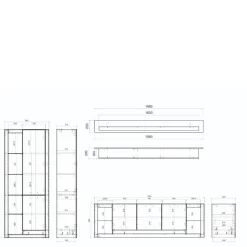Design Wohnwand Set in Mattweiß - Adejano (dreiteilig)