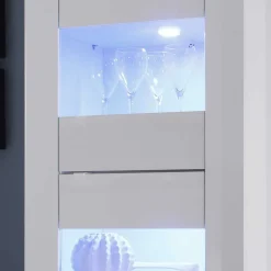 Design Wohnzimmer Vitrine in Hochglanz Weiß - Sogno