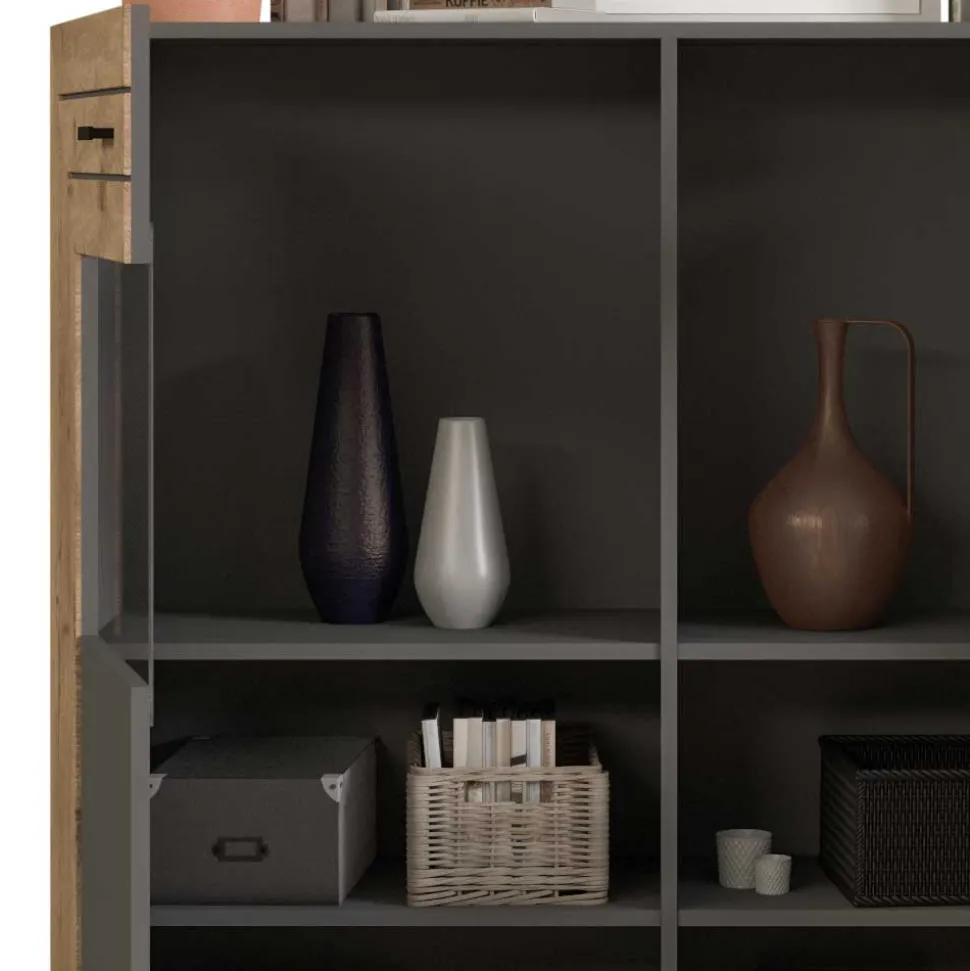 Design Wohnzimmerschrank mit Glaseinsätzen - Scarlett