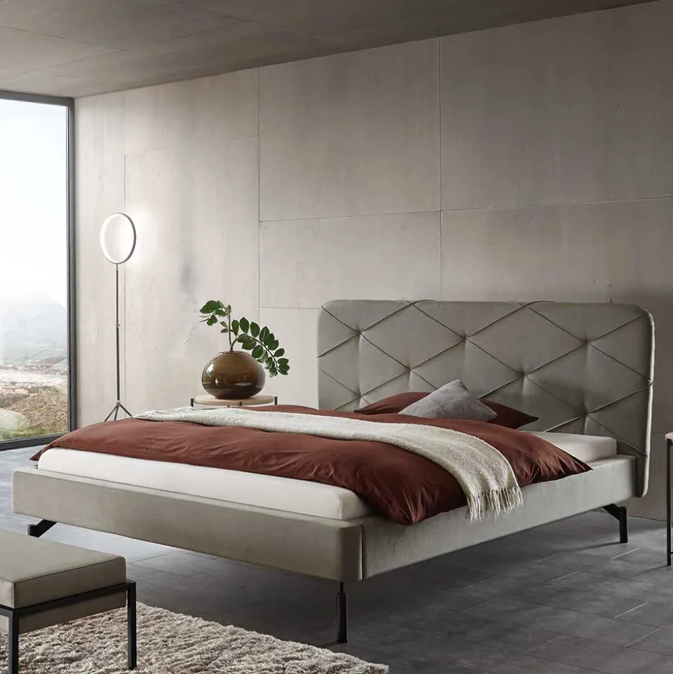 Designbett in Anthrazit Webstoff - Raufy