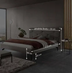 Designbett in Anthrazit Webstoff - Raufy