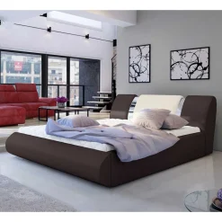 Designbett in Dunkelbraun mit Creme - Dyronna