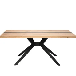 Design-Eichentisch mit Buchenholz-Spidergestell - Drakura