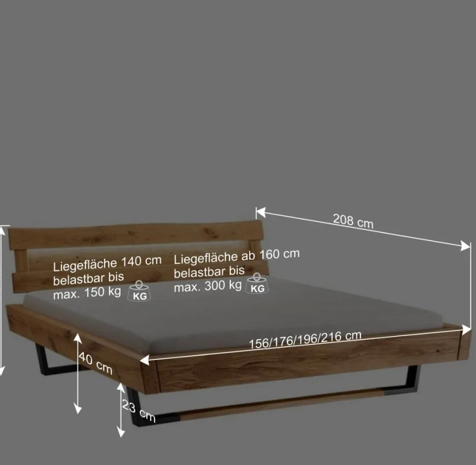 Designer Balkenbett mit LED Beleuchtung - Syrecs