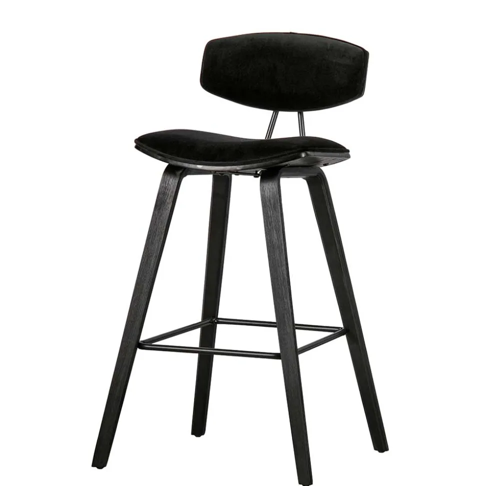 Designer Barstuhl in Schwarz Samt - Laccaro (2er Set)