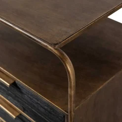 Designer Nachtkommode in Schwarz & Altmessing - Sianner