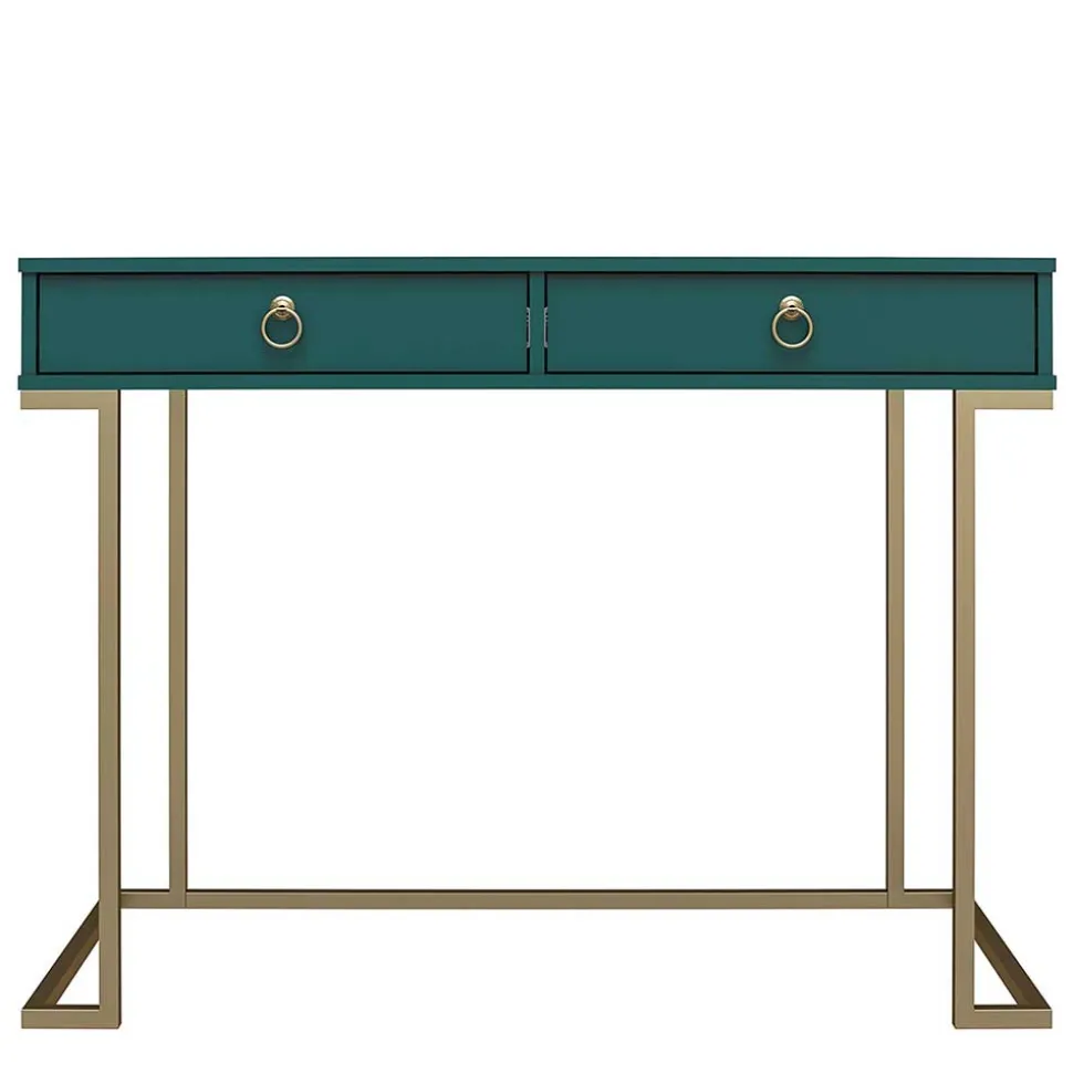 Designer Schreibtisch in Petrol und Messing - Belego