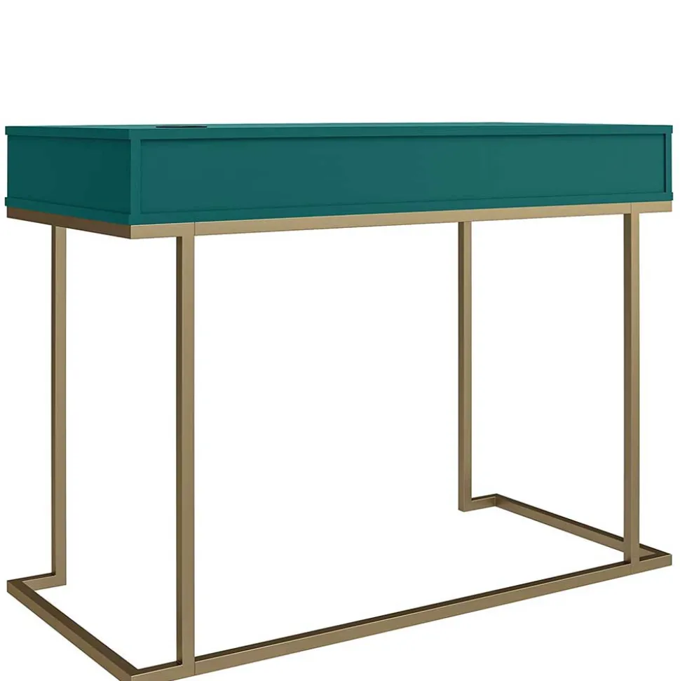 Designer Schreibtisch in Petrol und Messing - Belego