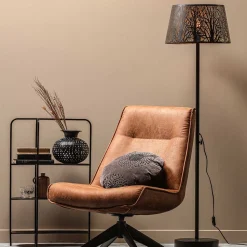 Designer Stehlampe in Schwarz & Messingfarben - Milana