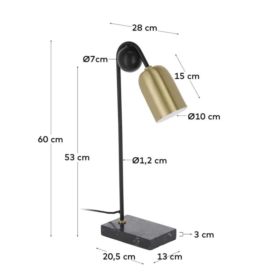 Designer Tischlampe in Messing & Schwarz - Barreras