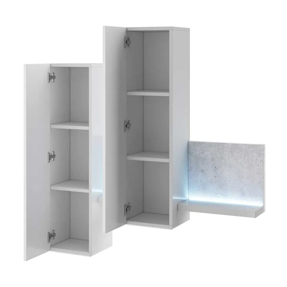 Designer TV Anbauwand in Betonoptik - Venatio (dreiteilig)