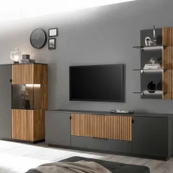 Designer TV Wohnwand Set in Anthrazit - Cruzca (dreiteilig)