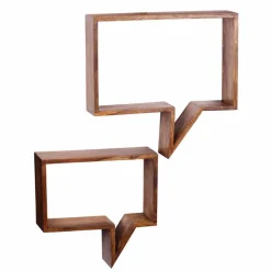 Designer Wandregal Set Hoslo aus Massivholz Sheesham (zweiteilig)