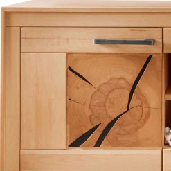 Designer Wohnwand aus massiver Kernbuche - Sarosca (vierteilig)