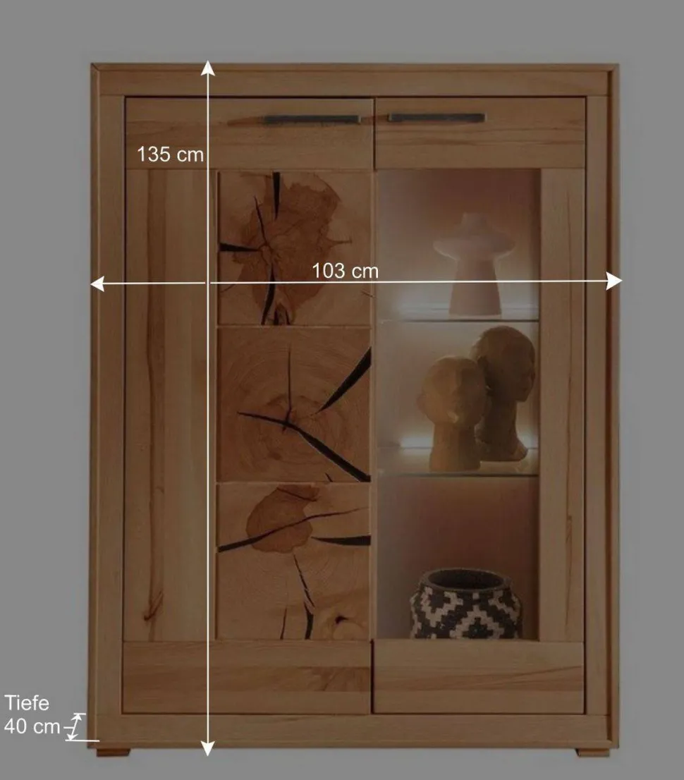 Designer Wohnwand aus massiver Kernbuche - Sarosca (vierteilig)