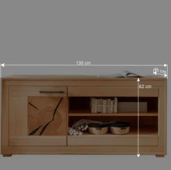 Designer Wohnwand aus massiver Kernbuche - Sarosca (vierteilig)