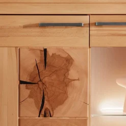 Designer Wohnwand aus massiver Kernbuche - Sarosca (vierteilig)