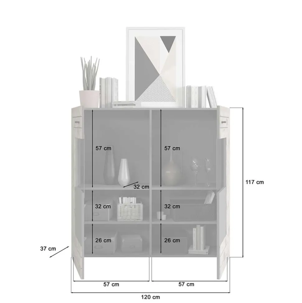 Designer Wohnwand Möbel 320 cm breit - Scarlett (dreiteilig)