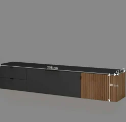 Designer Wohnwand Möbel mit LED - Cruzca (dreiteilig)