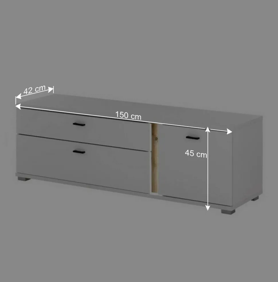 Designer Wohnwand mit LED Beleuchtung - Racelyn (vierteilig)