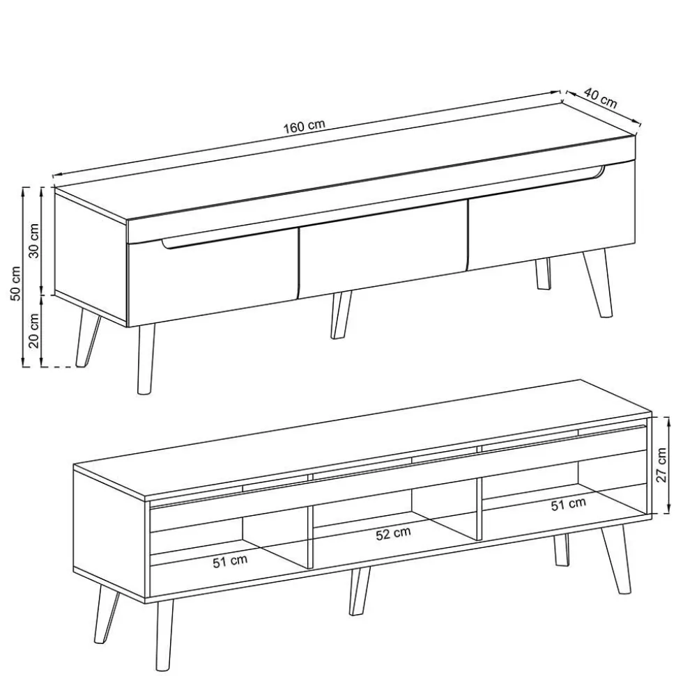 Designer Wohnwand Scandi Chic - Olcian (vierteilig)
