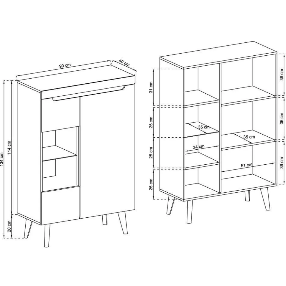 Designer Wohnwand Scandi Chic - Olcian (vierteilig)