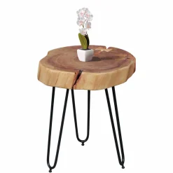 Designertisch Lariona mit Baumscheibe und Metall-Gestell